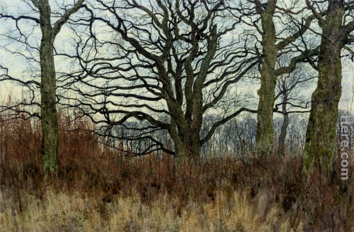 Woodland scene at twilight painting - William Fraser Garden Woodland scene at twilight art painting